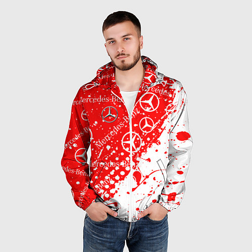 Мужская ветровка Mercedes Паттерн Брызги красок / 3D-Белый – фото 3