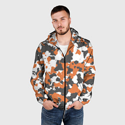 Ветровка с капюшоном мужская Orange Camo, цвет: 3D-черный — фото 2