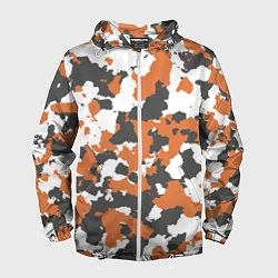 Ветровка с капюшоном мужская Orange Camo, цвет: 3D-белый