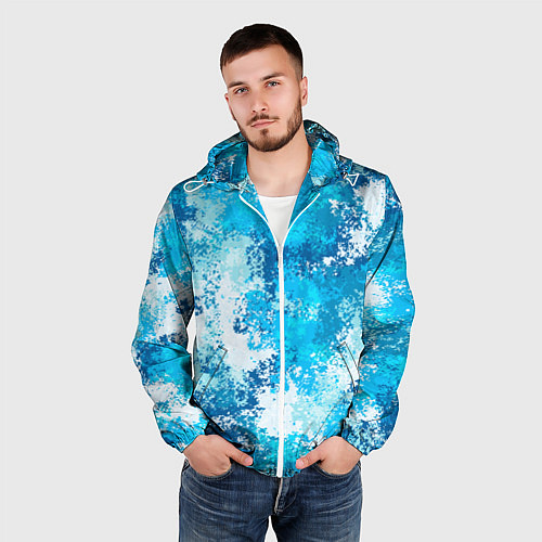 Мужская ветровка Спортивный камуфляж Пикси - Лагуна / 3D-Белый – фото 3