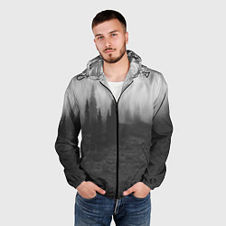 Ветровка с капюшоном мужская Туманный лес - туман, цвет: 3D-черный — фото 2