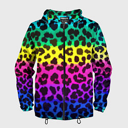 Ветровка с капюшоном мужская Leopard Pattern Neon, цвет: 3D-черный