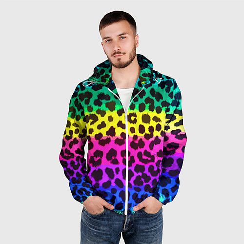 Мужская ветровка Leopard Pattern Neon / 3D-Белый – фото 3