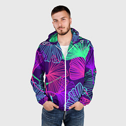 Ветровка с капюшоном мужская Neon color pattern Fashion 2023, цвет: 3D-белый — фото 2