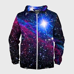 Ветровка с капюшоном мужская Открытый космос Star Neon, цвет: 3D-белый