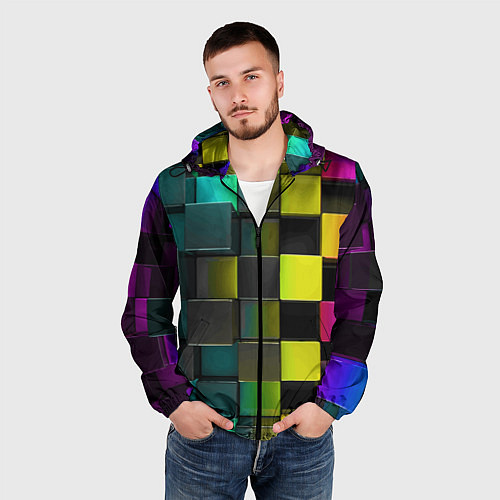 Мужская ветровка Colored Geometric 3D pattern / 3D-Черный – фото 3