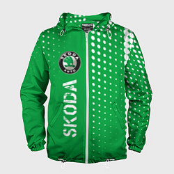 Ветровка с капюшоном мужская ШКОДА Skoda Абстракция, цвет: 3D-белый