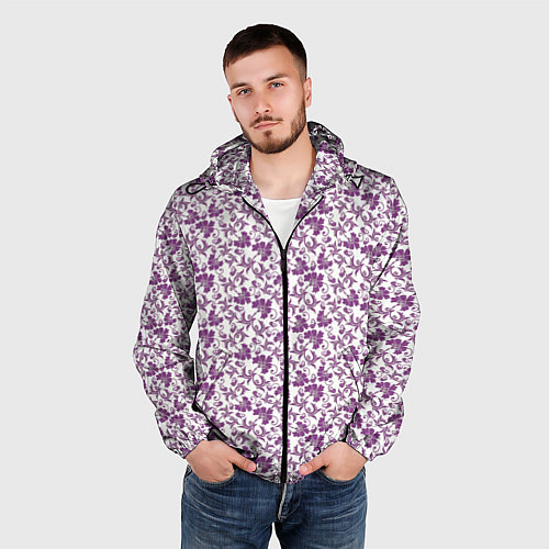 Мужская ветровка Фиолетовая гжель / 3D-Черный – фото 3