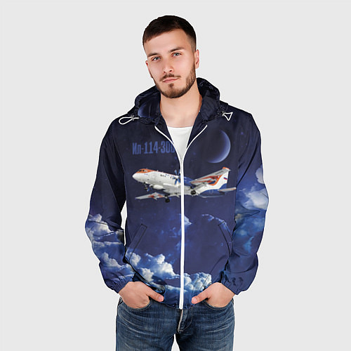 Мужская ветровка Пассажирский самолет Ил-114-300 / 3D-Белый – фото 3