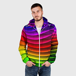 Ветровка с капюшоном мужская Color line neon pattern Abstraction Summer 2023, цвет: 3D-белый — фото 2