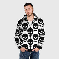 Ветровка с капюшоном мужская Черепа на белом фоне, цвет: 3D-черный — фото 2