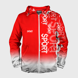 Ветровка с капюшоном мужская Надпись - Sport, цвет: 3D-белый