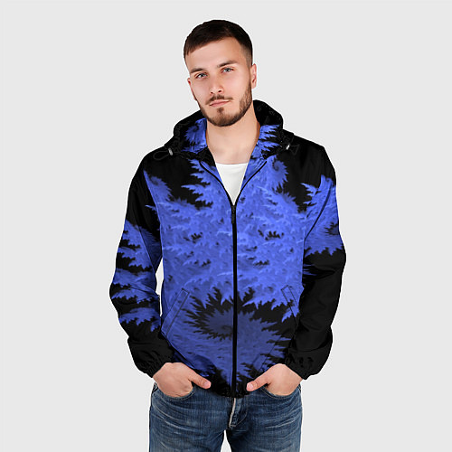 Мужская ветровка Абстрактный морозный узор Abstract frost pattern / 3D-Черный – фото 3