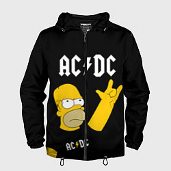 Ветровка с капюшоном мужская AC DC ГОМЕР СИМПСОН SIMPSONS, цвет: 3D-черный