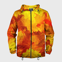 Ветровка с капюшоном мужская Желтые-листья, цвет: 3D-черный