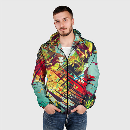 Мужская ветровка Смелые мазки краски Экспрессионизм Bold strokes of / 3D-Черный – фото 3