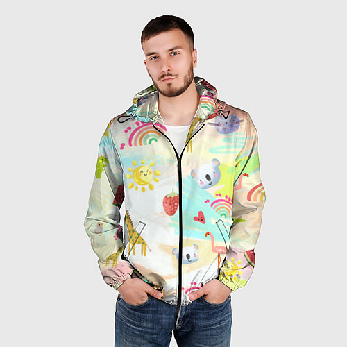 Мужская ветровка Красочные животные / 3D-Черный – фото 3