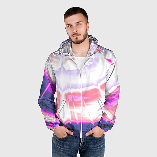 Мужская ветровка Тай-дай Абстракция Tie-Dye / 3D-Белый – фото 3