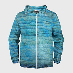 Ветровка с капюшоном мужская Abstract pattern Waves Абстрактный паттерн Волны, цвет: 3D-белый