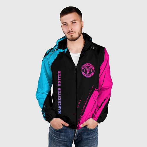 Мужская ветровка Manchester United Neon Gradient / 3D-Черный – фото 3