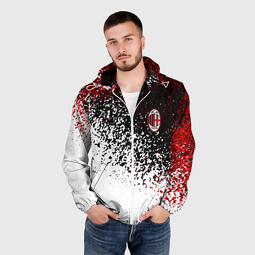 Мужская ветровка Ac milan краска / 3D-Белый – фото 3