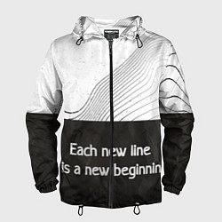 Ветровка с капюшоном мужская Линии жизни Life lines, цвет: 3D-черный