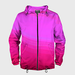 Ветровка с капюшоном мужская Neon pink bright abstract background, цвет: 3D-черный