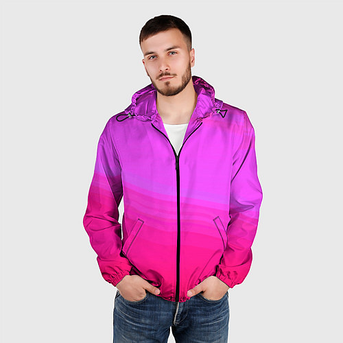 Мужская ветровка Neon pink bright abstract background / 3D-Черный – фото 3