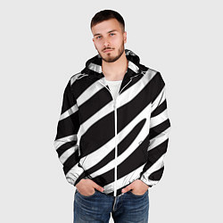 Ветровка с капюшоном мужская Анималистичный рисунок зебра, цвет: 3D-белый — фото 2