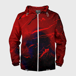 Ветровка с капюшоном мужская Абстрактная краски и фигура - Красный, цвет: 3D-белый