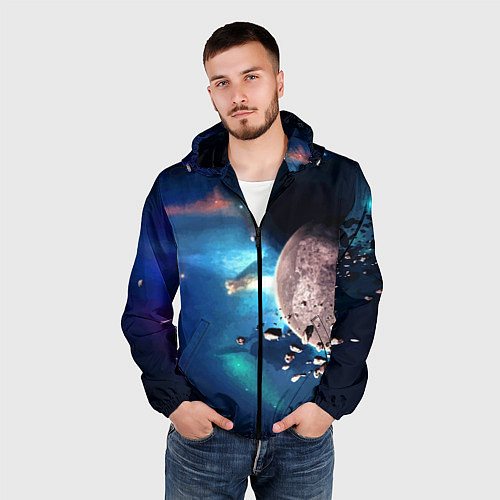 Мужская ветровка Космическое столкновение объектов / 3D-Черный – фото 3