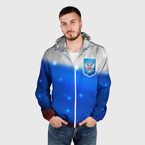 Мужская ветровка Герб России Blue / 3D-Белый – фото 3