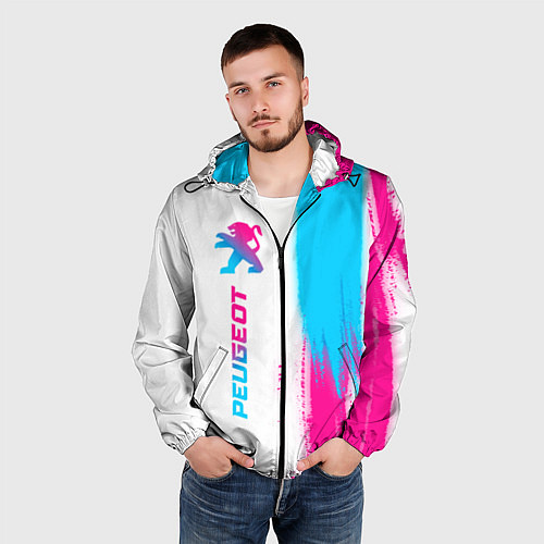 Мужская ветровка Peugeot neon gradient style: по-вертикали / 3D-Черный – фото 3