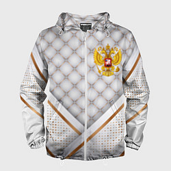 Ветровка с капюшоном мужская Герб России white gold, цвет: 3D-белый