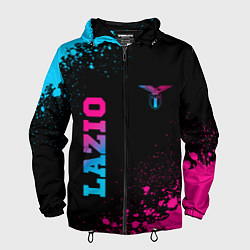 Ветровка с капюшоном мужская Lazio - neon gradient: символ и надпись вертикальн, цвет: 3D-черный