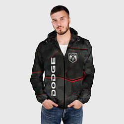 Ветровка с капюшоном мужская Dodge абстракция спорт, цвет: 3D-черный — фото 2