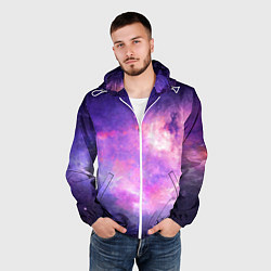 Ветровка с капюшоном мужская Космическая ветренная вспышка, цвет: 3D-белый — фото 2