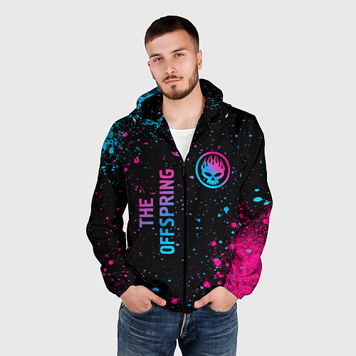 Мужская ветровка The Offspring - neon gradient: надпись, символ / 3D-Черный – фото 3
