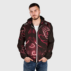 Ветровка с капюшоном мужская Неоновые тусклые фонари, цвет: 3D-белый — фото 2