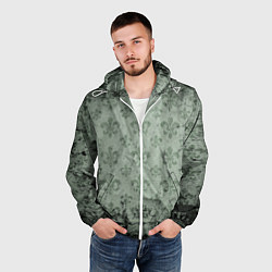 Ветровка с капюшоном мужская Старая затёртая мешковина с принтом, цвет: 3D-белый — фото 2