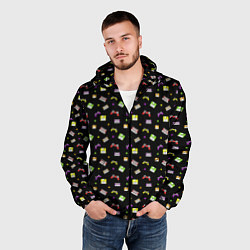 Ветровка с капюшоном мужская 90s pattern on black, цвет: 3D-черный — фото 2