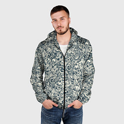 Ветровка с капюшоном мужская Дудл иллюстрация любовь, цвет: 3D-черный — фото 2