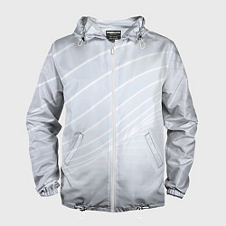 Ветровка с капюшоном мужская Серый фон и белые линии, цвет: 3D-белый