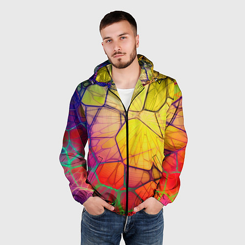 Мужская ветровка Абстрактные цветные фигуры / 3D-Черный – фото 3