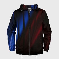 Ветровка с капюшоном мужская Иллюзорные синие и красные линии во тьме, цвет: 3D-черный