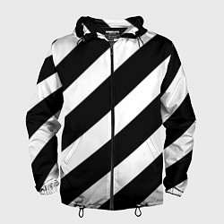 Ветровка с капюшоном мужская Черно белые полоски, цвет: 3D-черный
