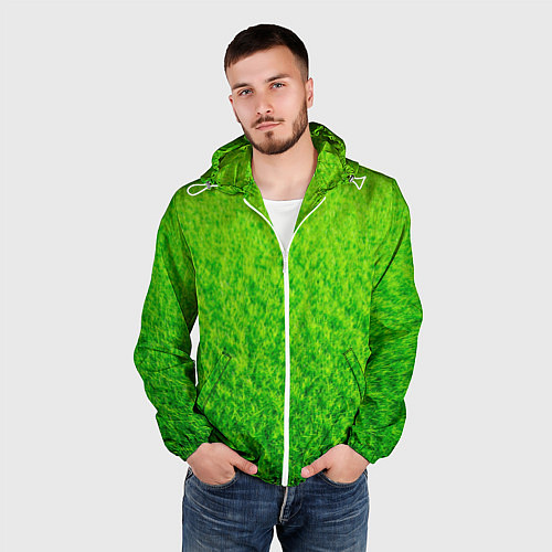 Мужская ветровка Трава зеленая / 3D-Белый – фото 3