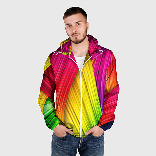 Мужская ветровка Multicolored ribbons / 3D-Белый – фото 3
