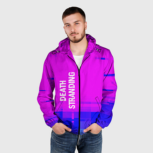 Мужская ветровка Death Stranding glitch text effect: по-вертикали / 3D-Черный – фото 3