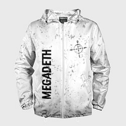 Ветровка с капюшоном мужская Megadeth glitch на светлом фоне: надпись, символ, цвет: 3D-белый
